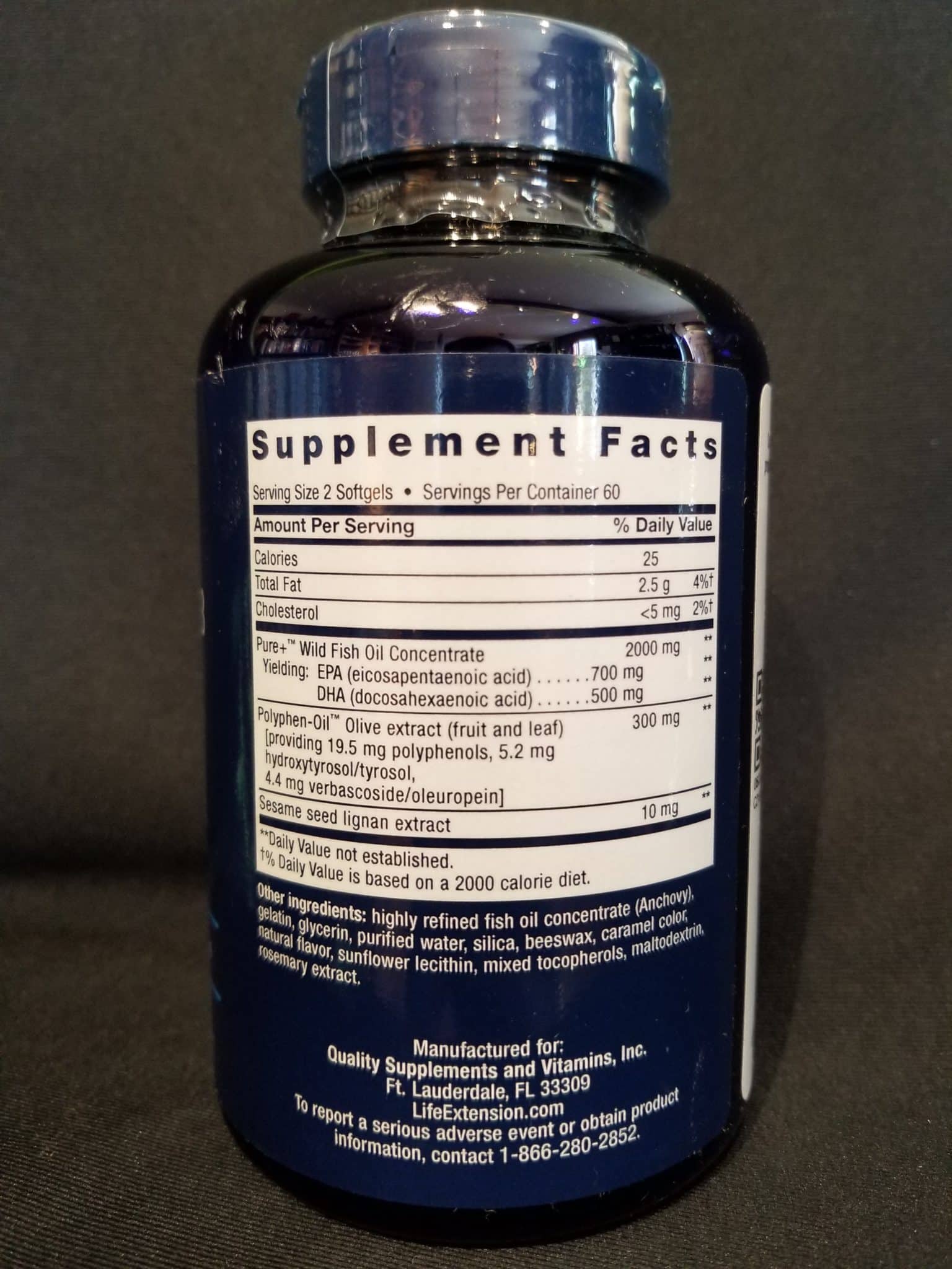 Super Omega-3 EPA/DHA Fish Oil, Sesame Lignans & Olive Extract 120 softgels - Image 2