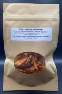 Package of cordyceps mushrooms