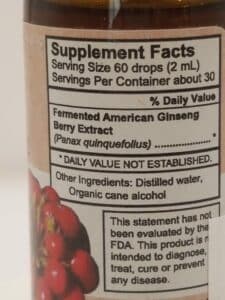 ginseng berry extract side label